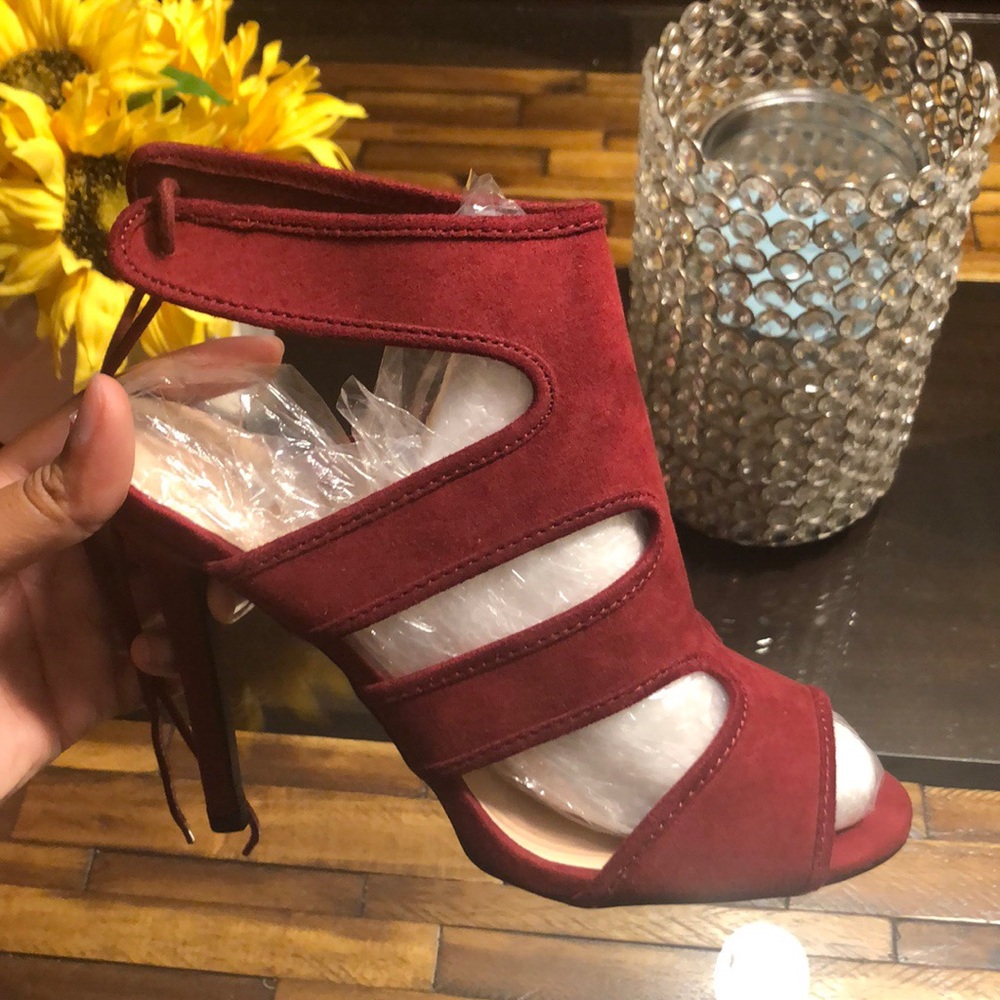 Burgundy suede heels